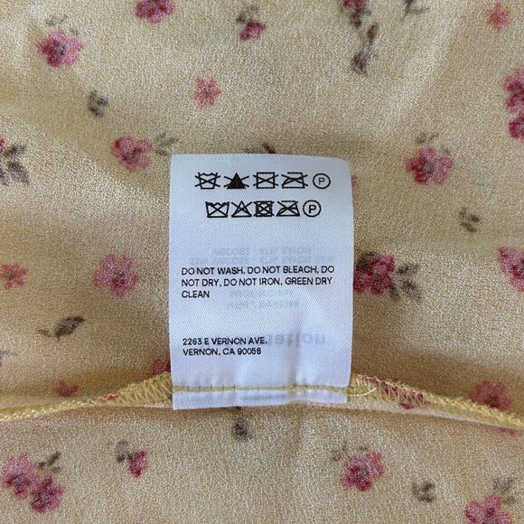 Reformation Crimini, Gwen Yellow Floral Print, Midi Slip Dress (8) Leg Slit - Picture 9 of 14